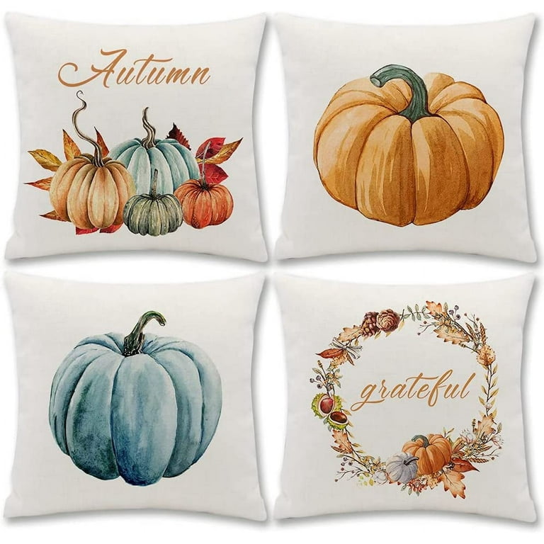 Fall Pillow Covers 18x18 Set of 4, Fall Decor Fall Pillows