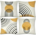 thumbnail image 1 of Thideape Pillow Covers 18x18 Inch Set of 4 Yellow Abstract Patterns Mid Century Modern Simple Geometric Circle Black Stripe and Gold Throw Pillows Decorative Home Decor Couch Sofa Bedroom Outdoor, 1 of 5