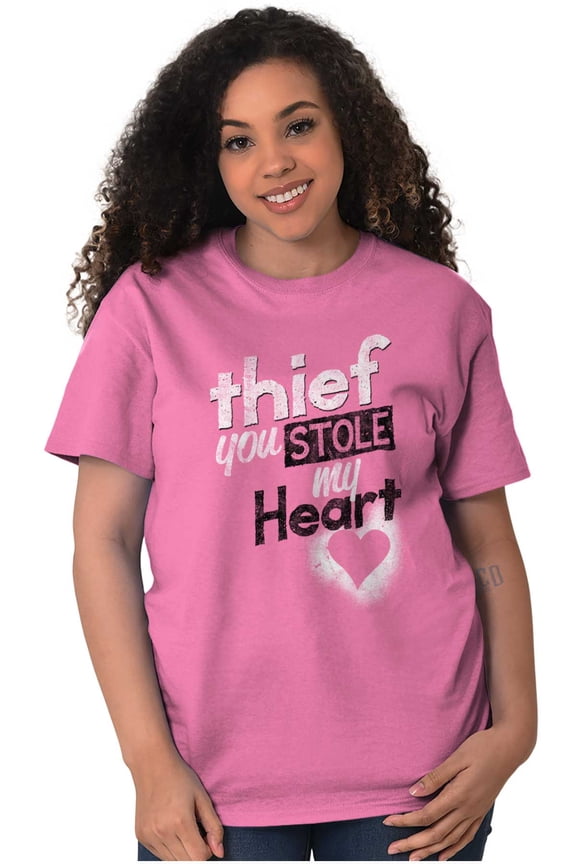 Thief Stole My Heart Valentines Day Women's Plus Size Graphic Tee Brisco Brands 2X