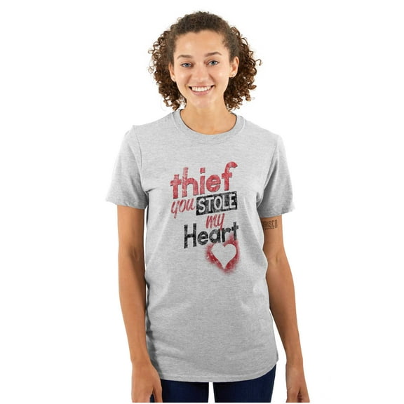 Thief Stole My Heart Valentines Day Women's Plus Size Graphic Tee Brisco Brands 2X