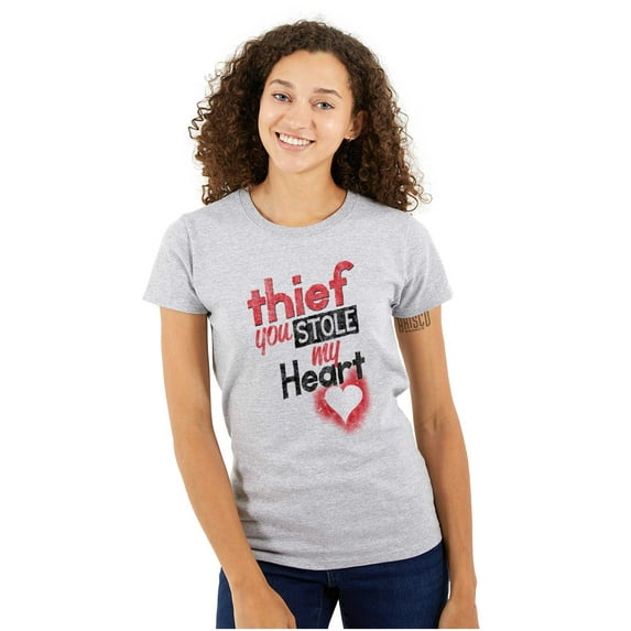 Thief Stole My Heart Valentines Day Womens Slim Fit Graphic Tee Brisco Brands L