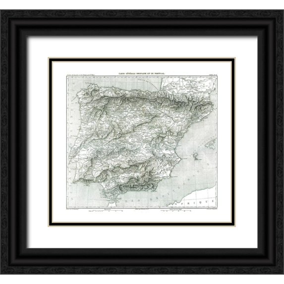 Thiers 13x12 Black Ornate Wood Framed with Double Matting Museum Art Print Titled - Spain Portugal - Thiers 1866