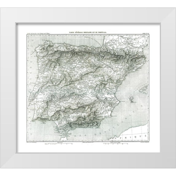 Thiers 22x20 White Modern Wood Framed Museum Art Print Titled - Spain Portugal - Thiers 1866