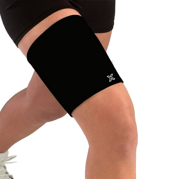 Thigh Compression Sleeve for Men and Women - Hamstring Strain, Quadriceps Strain, Groin Strain, Prevention - Medical Grade Compression Thigh Support (Black, Large)
