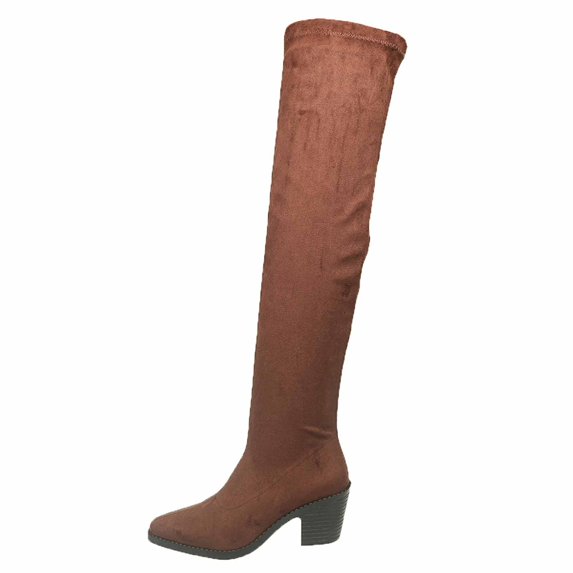 Thigh High Block Heel Boot Women Pointed Toe Stretch Over The Knee Boots