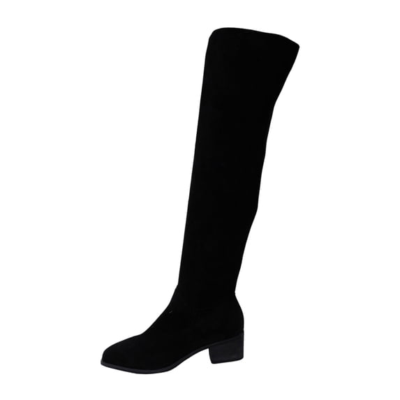 Thigh High Boots for women Black Platform Suede Over The Knee Boots Lug Sole Tall Boot Side Zipper Long Dress Boot