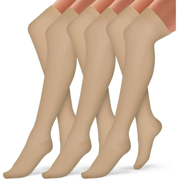 Thigh High Compression Socks for Women and Men Circulation(3 Pairs) Over the Knee-Best Support for Running,Travel