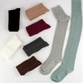 thumbnail image 1 of Wovilon Thigh High Socks Extra Long Cotton Knit Warm Thick Tall Long Boot Stockings Leg Warmers Adult Women Knitting Color Knee-High Socks Cotton Fashion Long Stockings, 1 of 2