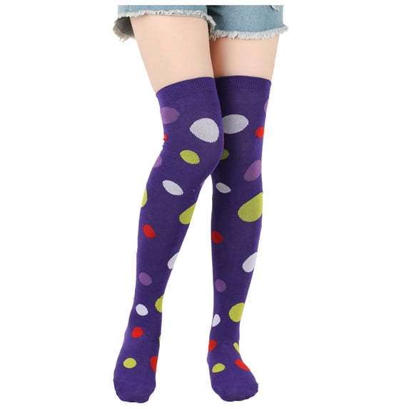 Thigh High Socks For Women Girls Novelty Stockings Funny Cute Colorful Polka Dots Over The Knee High Socks