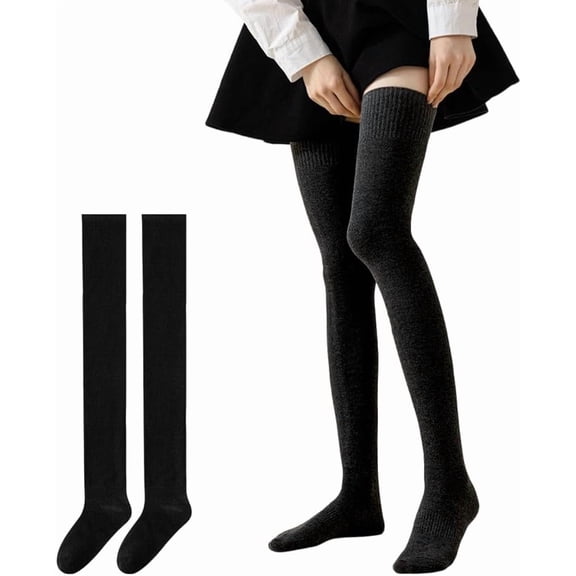 Thigh High Socks, Knit Warm Thick Over the Knee Socks Long Boot Stockings Leg Warmers