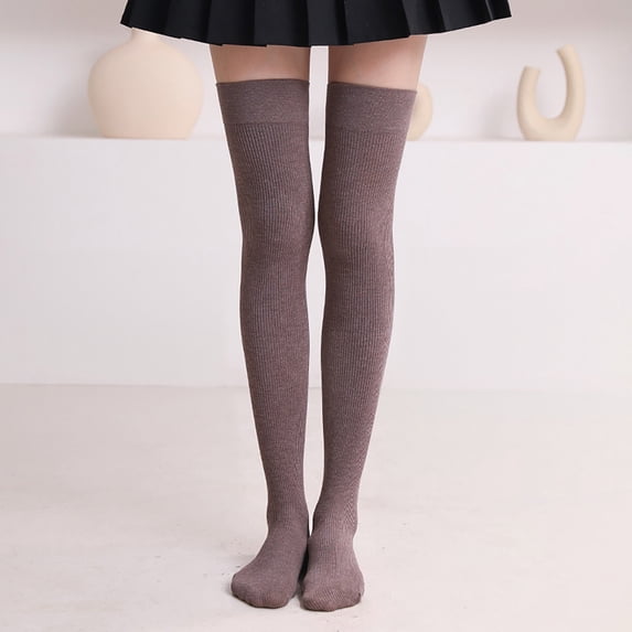 Thigh High Socks Over Knee High Stockings Long Nylon 1 Pair Women Fall Winter Bronze by Duoif
