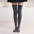 thumbnail image 1 of Thigh High Socks Over Knee High Stockings Long Nylon 1 Pair Women Fall Winter Dark Gray by Duoif, 1 of 3