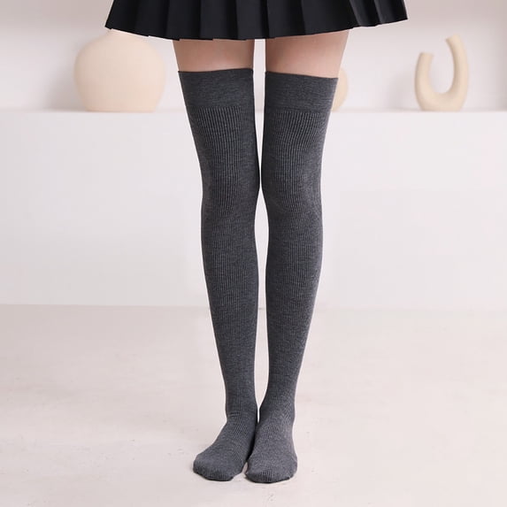 Thigh High Socks Over Knee High Stockings Long Nylon 1 Pair Women Fall Winter Dark Gray by Duoif