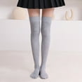 thumbnail image 1 of Thigh High Socks Over Knee High Stockings Long Nylon 1 Pair Women Fall Winter Grey by Duoif, 1 of 3