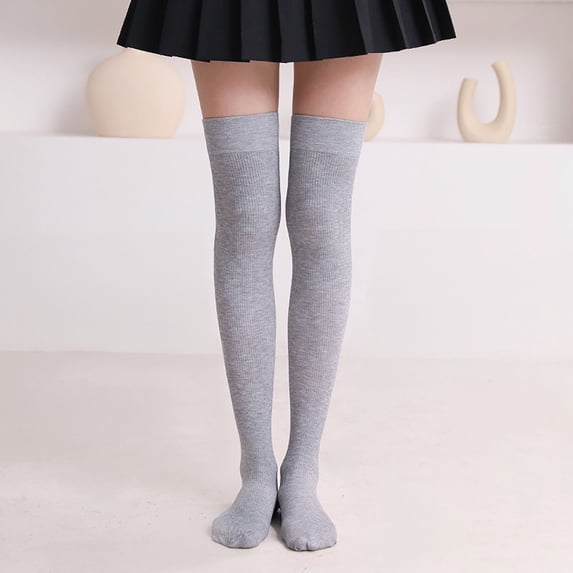 Thigh High Socks Over Knee High Stockings Long Nylon 1 Pair Women Fall Winter Grey by Duoif