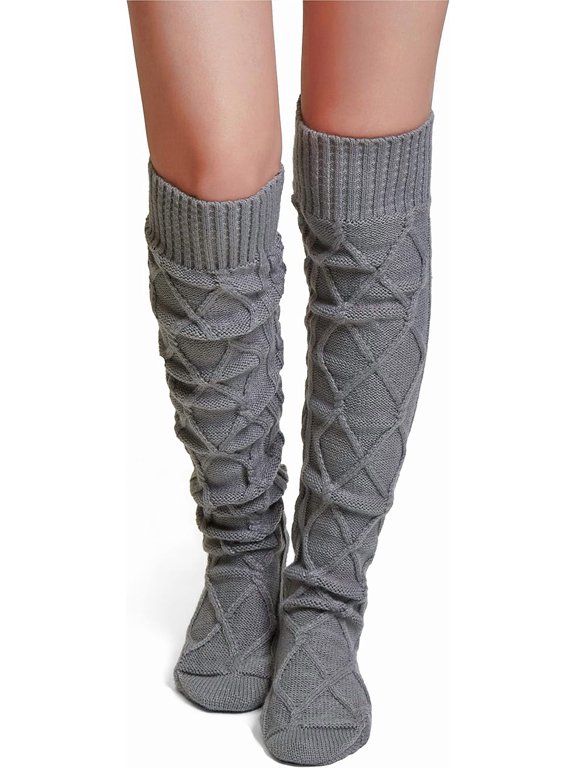 Thigh High Socks for Women, Long Cable Knit Over Knee Boot Stockings | Extra Long Fit, Cable Knit Texture, Warm Thick Knit, Winter Boot Socks, Cozy Leg Warmers, Sweater Sock Style
