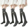 thumbnail image 1 of LDU Thigh High Socks for Women,Bow Adorned Youthful Elegant Over the Knee Socks for Daily,date,3-Pair Pack, 1 of 6