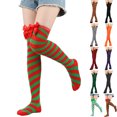 thumbnail image 1 of Thigh High Socks for Women Fashion Striped Thick Warm Christmas Bow Socks With Large Size Socks, 1 of 4