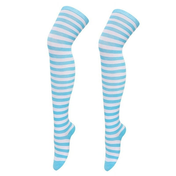 Thigh High Socks for Women Striped Print Elastic Long Over The Knee Stockings for Daily or Anime Cosplay Party Costume