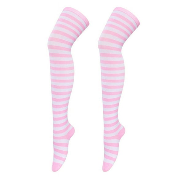 Thigh High Socks for Women Striped Print Elastic Long Over The Knee Stockings for Daily or Anime Cosplay Party Costume