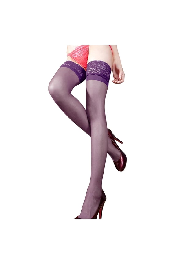 Thigh High Stocking for Women LSQii Elegant Top Sheer Lace Over Knee Stock Silicone Stay Up Pantyhose Fashion Buauty Tight