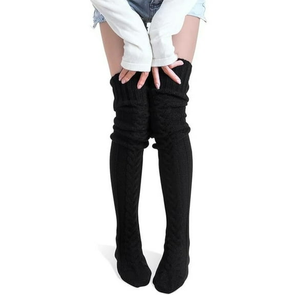 Thigh High Stockings, Knitted Thick Mohair Over-The-Knee Socks for Fall & Winter Comfort, 100cm