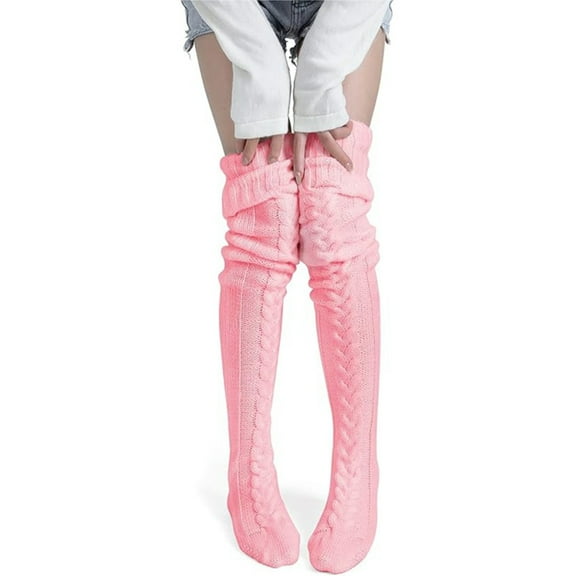 Thigh High Stockings, Knitted Thick Mohair Over-The-Knee Socks for Fall & Winter Comfort, 100cm