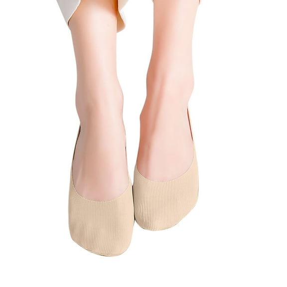 Thigh High Stockings Lace Splice Non Slip Boat Socks Soft Stretchy Ballet Socks Compression Socks for Women Beige One Size