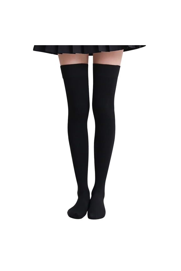 Thigh High Stockings,Over Knee Socks,Nylon Long Hosiery,Extra Long Solid Color Nylon Thigh High Stockings Smooth Elastic Breathable Fit Comfortable Over Knee Boot Hosiery for Dress Fashion,Black