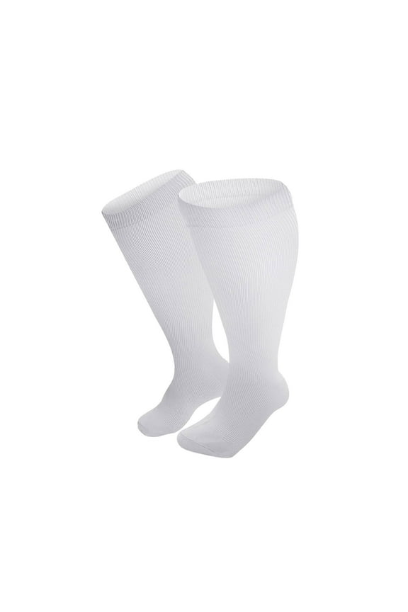 Thigh High Stockings Plus Size Wide Calf Knee High Compression Socks Thermal Socks White 4Xl