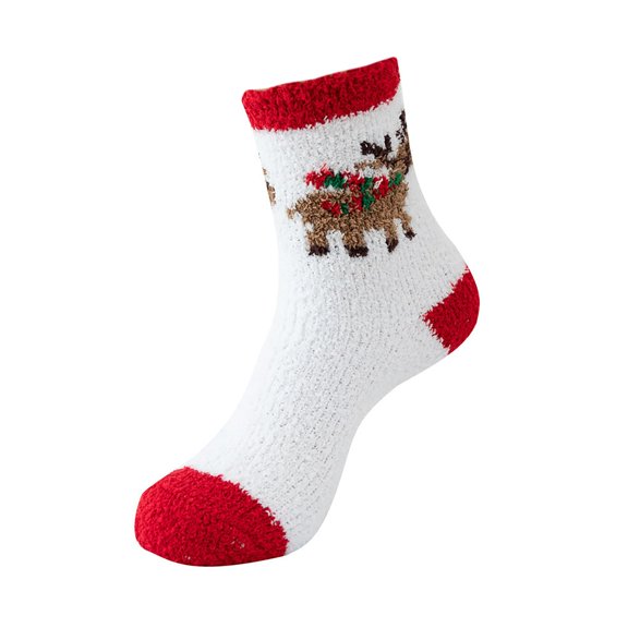 Thigh High Stockings Senior Plush Sleeping Socks Soft Coral Velvet Warm Home Christmas Socks Compression Socks for Women White One Size