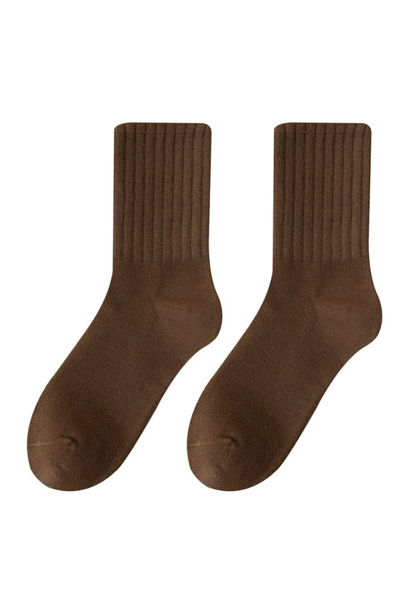 Thigh High Stockings, Stockings for Women, FNGZ Women's Solid Color Mid-Tube Socks, Fall/Winter, All-Long Tube, Pure Cotton Pile Socks