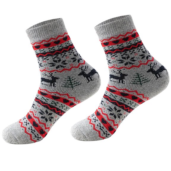 Thigh High Stockings Winter New Christmas Pattern Thickened Warm Middle Socks Personalized Fashion Thick Thread Socks Compression Socks for Women Gray A