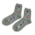 thumbnail image 1 of Thigh High Stockings Women's Autumn Winter New Heart Pattern Cotton Mid Calf Socks Compression Socks for Women Gray One Size, 1 of 3