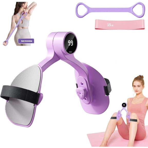 Thigh Master,Inner Thigh Exerciser,Pelvic Floor Exercise Devices, Kegel Exerciser for Women with Resistance Band and Back Training Rope - 3 Strength Levels and LED Counting Display