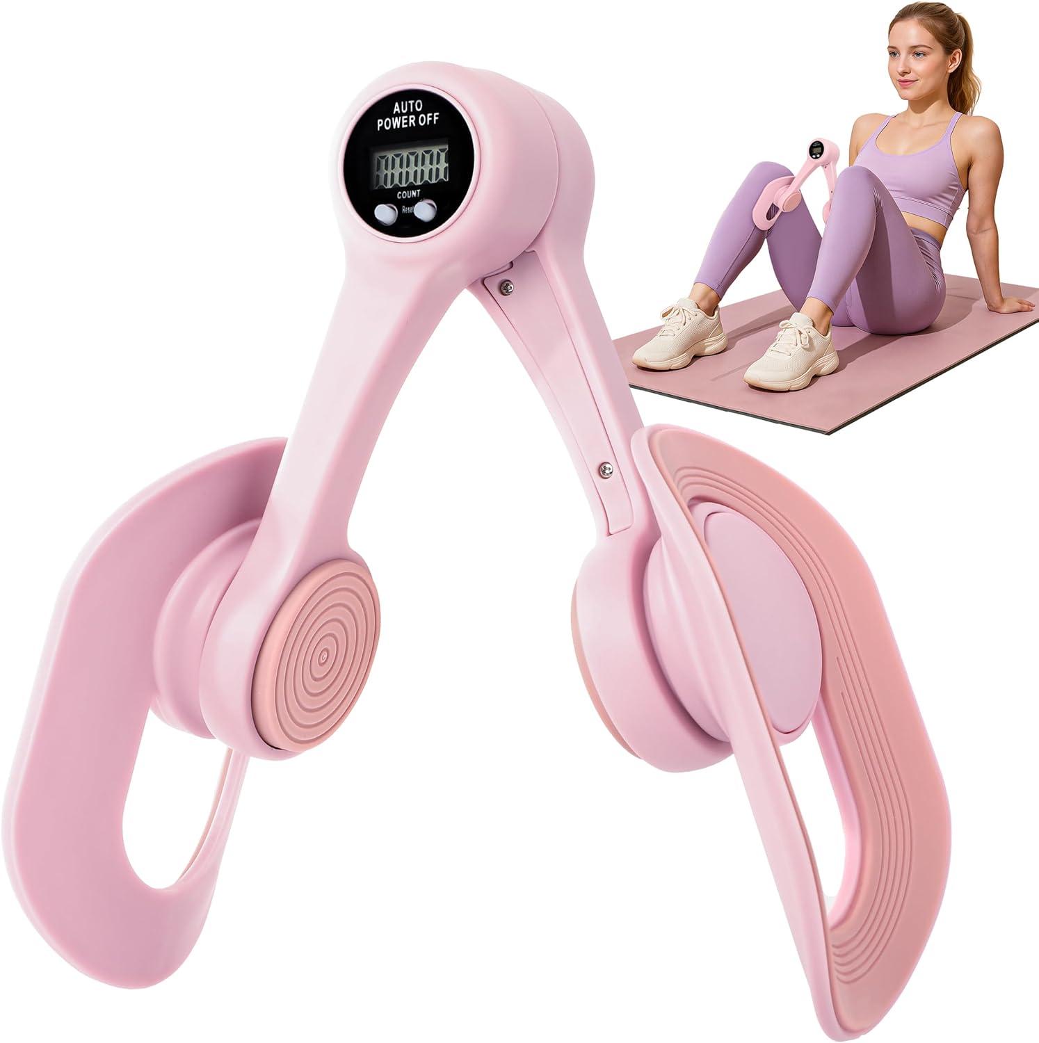 2024 Thigh Master Inner Thigh Toners Master, Upgraded Pelvic Floor Exercise Devices with Counter, Anti Slip Comfortable Fit Pelvic Floor Trainer, Adjustable Hip Leg Maser Machine (Standard,Pink