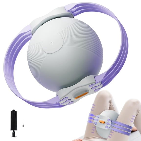 Thigh Trainer with Inflatable Resistance Ball, Adjustable 120 LB Inner & Outer Thigh Exerciser, Kegel Pelvic Floor & Hip Trainer for Women, Home Leg Equipment Compact Resistance Bands Fitness