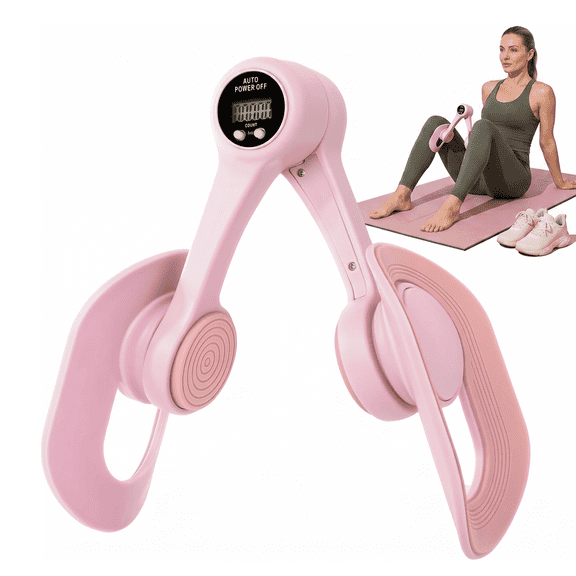 Thigh Trainer for Women, 360° Adjustable Inner Thigh Exerciser with Counter Display, Pink Pelvic Floor Muscle Trainer for Home Leg, Hip and Glute Workouts