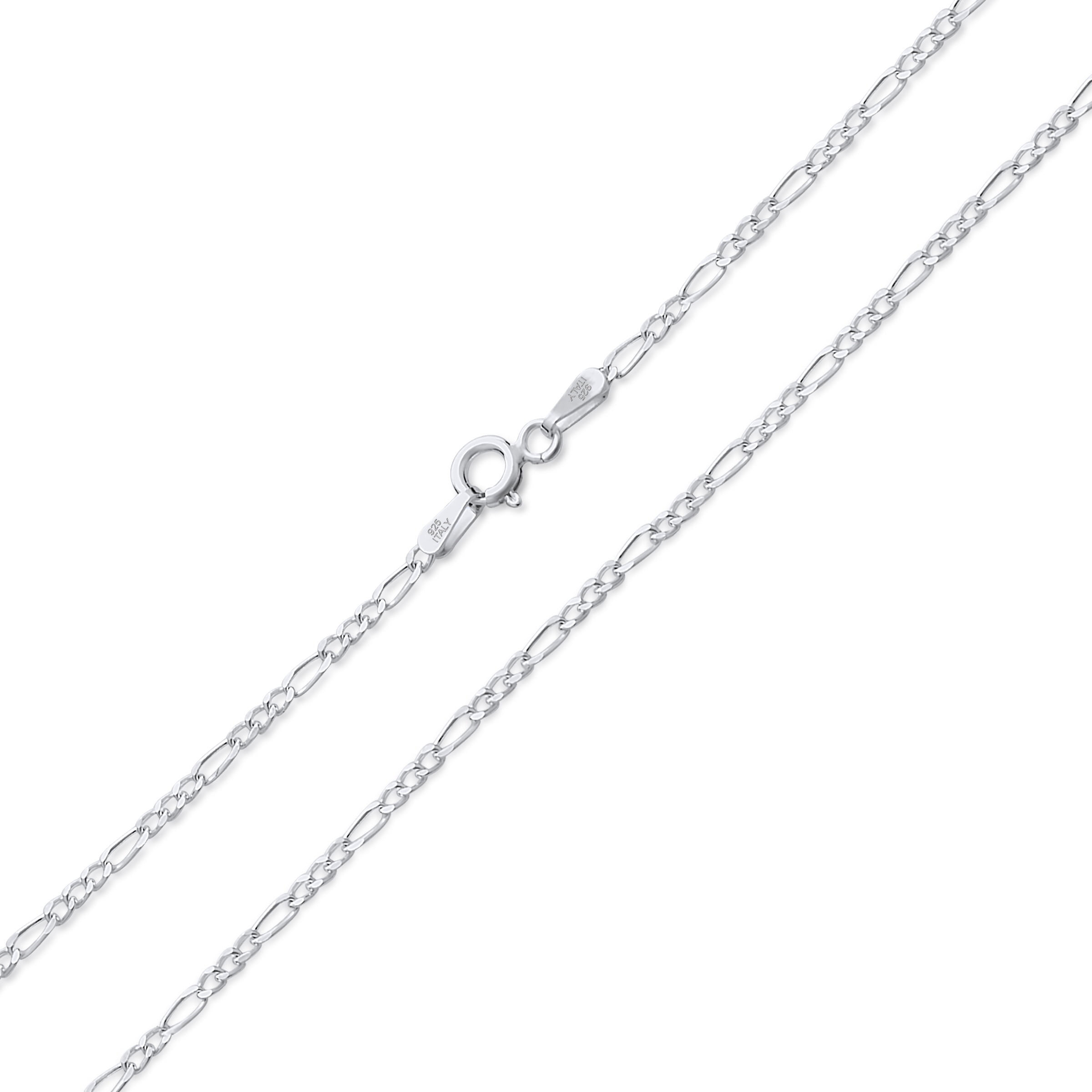 Thin 1.5MM Solid Sterling Silver Figaro Link Chain Necklace Lightweight 18  Inch 