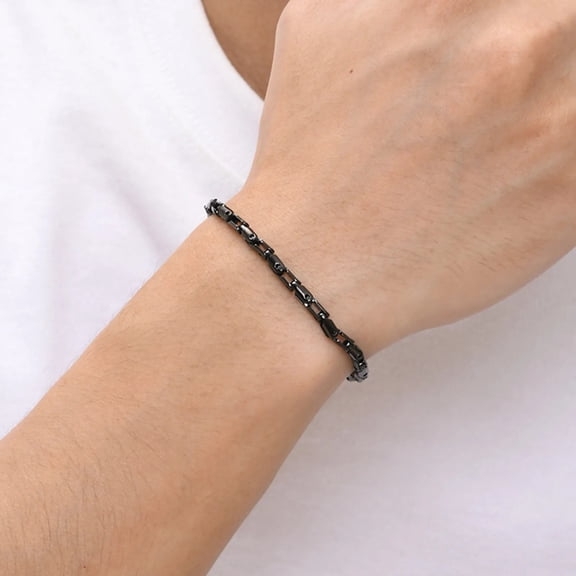 Thin 14K White Gold Chain Bracelets for Men Boys,Waterproof Handmade Chain Links Wristband,Stylish Gift for Husband Father BBF