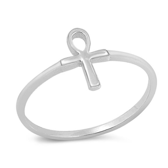Thin Ankh Cross Wholesale Ring .925 Sterling Silver Band Jewelry Female Male Unisex Size 6