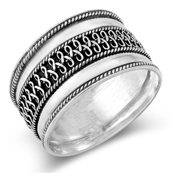 Thin Bali Weave Rope Wide Ring .925 Sterling Silver Band Jewelry Female Male Unisex Size 7
