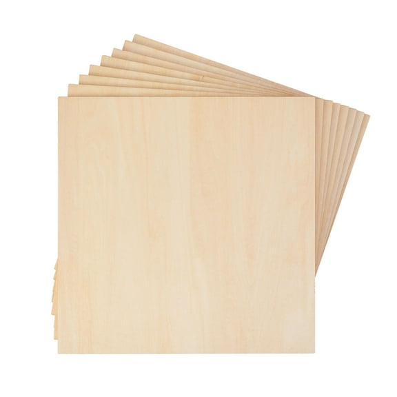Thin Basswood Sheets, Wood Squares for Crafts 10x10, 3mm Plywood for Laser Cutting, Wood Burning (8 Pack)