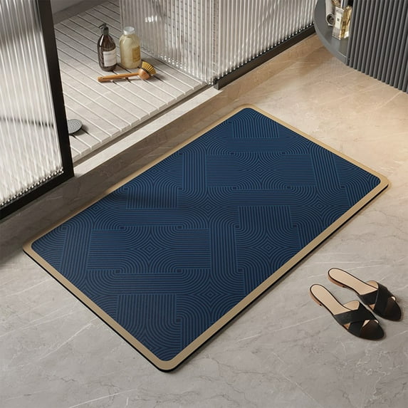 Thin Bath Mat -24"x 16" Super Absorbent Quick Dry Thin Bathroom Rugs Fit Under Door, Non Slip Rubber Backed Mat Washable Bathroom Floor Mats for Shower Room,Sink