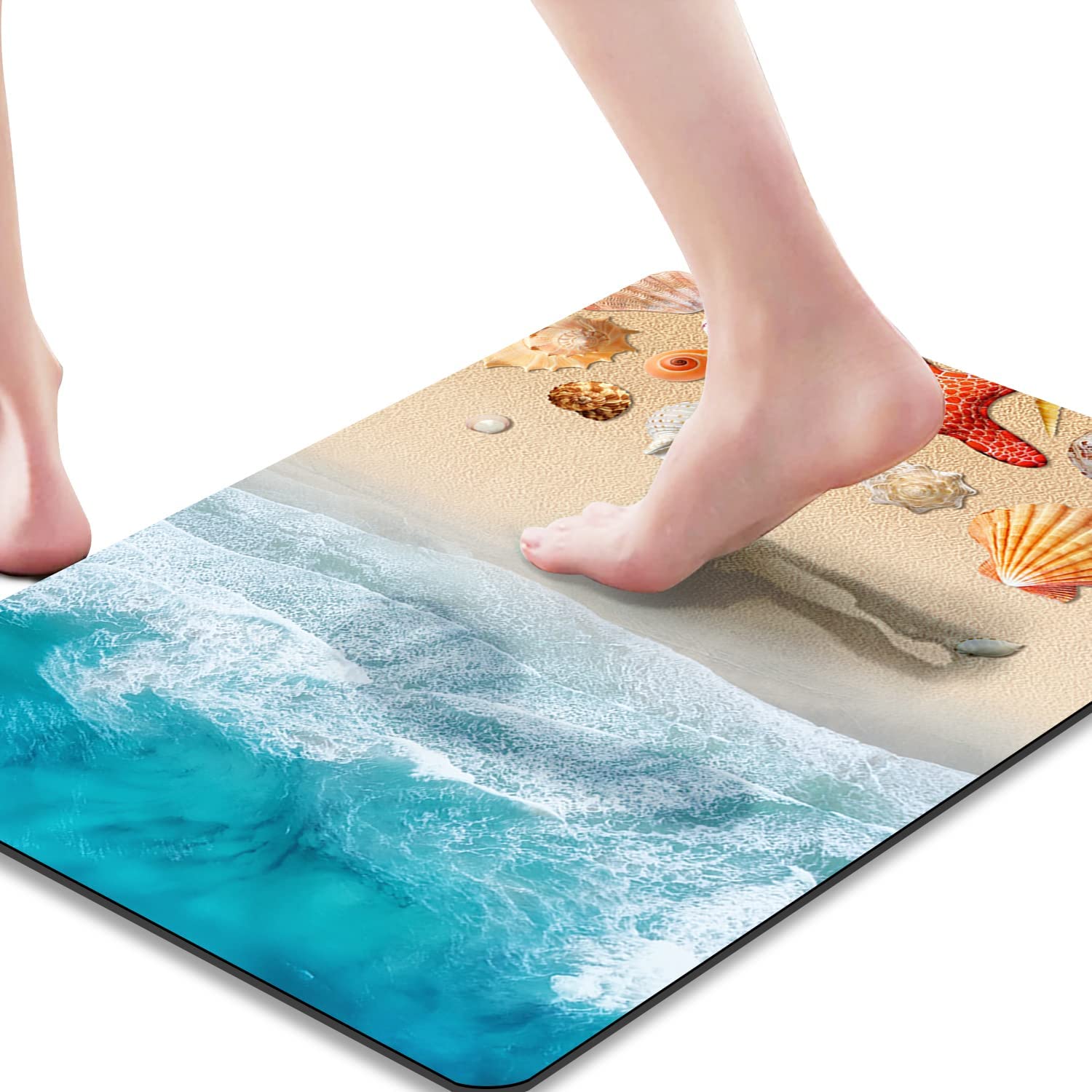 Thin Beach Bathroom Rugs. Seashells Starfish Gradient Beach Bathroom