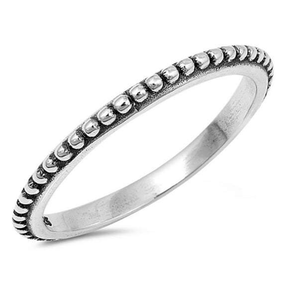 Thin Beaded Bali Stackable Ring .925 Sterling Silver Vintage Band Jewelry Female Male Unisex Size 6