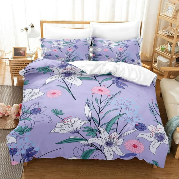 Thin Bed Double Single Twin King Full 3pcs Set Bedding Floral 3D Pillowcase Zipper With Size Cover Duvet Flower Blue