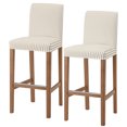 thumbnail image 1 of Thin Beige Striped Bar Stool Covers - Stretch Dining Chair Covers Set of 2, Farmhouse Modern Stripes Bar Chair Cover Removable Counter Stool Pub Chairs Slipcovers Protectors for Kitchen/Cafe, 1 of 9