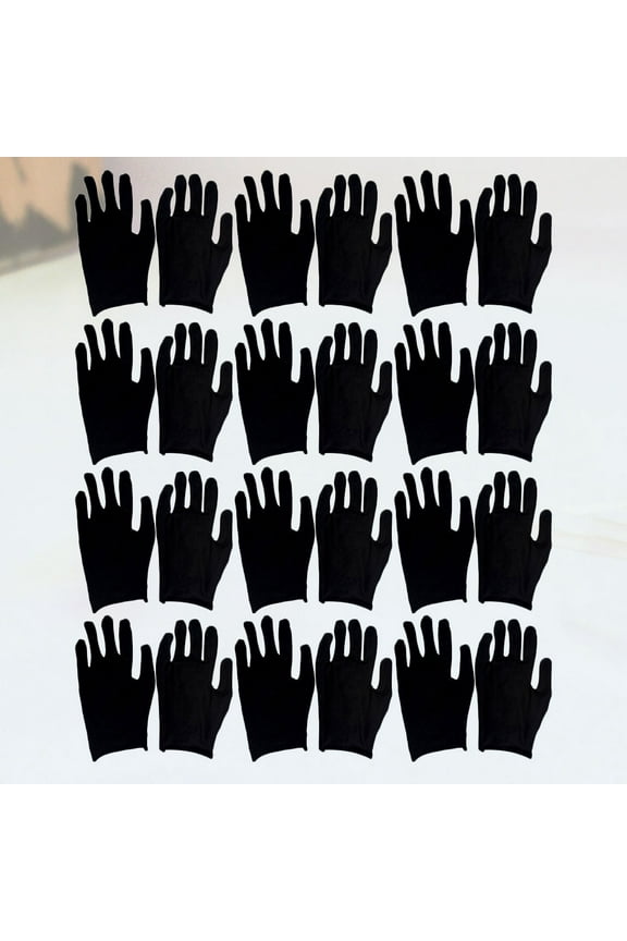 Thin Black Cotton 12 Pairs Work Silver Jewelry Inspection Stretchable Lining Glove Unisex Reusable Mitten
