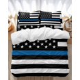 thumbnail image 1 of Thin Blue Duvet Cover Set Queen 4 Pieces Line Flag American Police Flag Honoring Law Enforcement Officers Bedding Set with Zipper Closure,1 Comforter Cover 90x92 In 1 Flat Sheet&2 Pillow Cases, 1 of 7